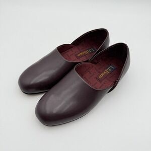 L.B. Evans Radio Tyme Slip On Mens 8.5 EEE Wide Burgundy Leather Slipper Shoes